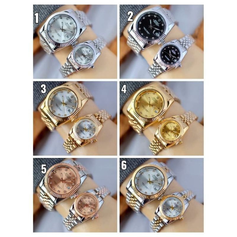 Jam Tangan Fashion Couple Rolex Daytona Waterproof 140-B3 Rantai Stainless Tanggal Aktif