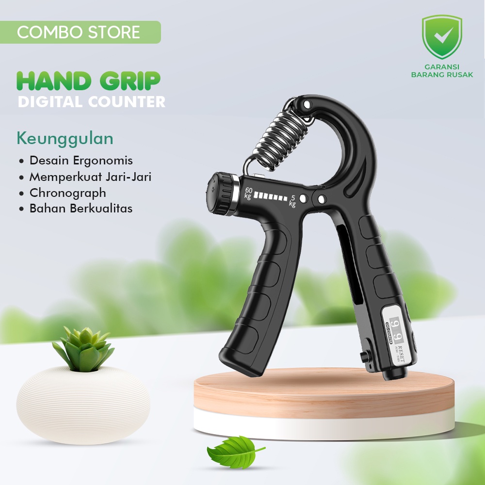 Handgrip Digital Counter Hitung Otomatis 5-60KG Adjustable Power Hand Grip Olahraga Tangan