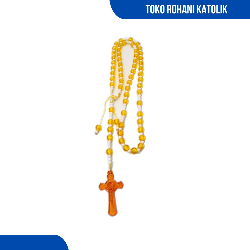 KALUNG ROSARIO AKRILIK 8 MM / ROSARIO KALUNG KATOLIK MURAH / KALUNG ROSARIO PRIA / KALUNG SALIB ROSARIO