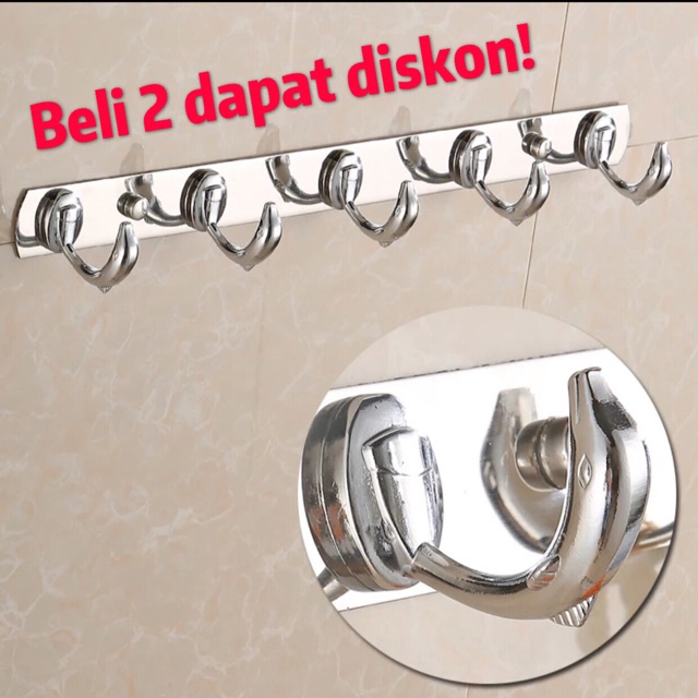 Kapstok 5 kait dolpin stainless steel gantungan baju hanger elegan