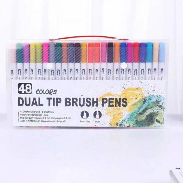 

48 COLORS DUAL TIP BRUSH PEN MARKER FINELINER MARKER FOR ART DESIGNER