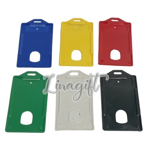 ( Ecer ) TEMPAT ID CARD - GANTUNGAN TALI NAME TAG / CASING KOTAK PLASTIK / TALI KUR / PLASTIK NAMETAG TRANSPARANT / ID CARD HOLDER