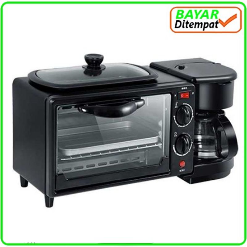 0Oven Multifungsi Fleco 906 3 In 1 Mesin Oven Pemanggang Roti Listrik