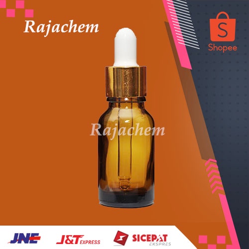 Botol Pipet Kaca Amber 15 ml Ring Gold Putih