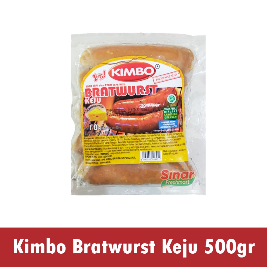 

[SINAR.FRESHMART] KIMBO SOSIS SAPI BRATWURST KEJU [500gr]