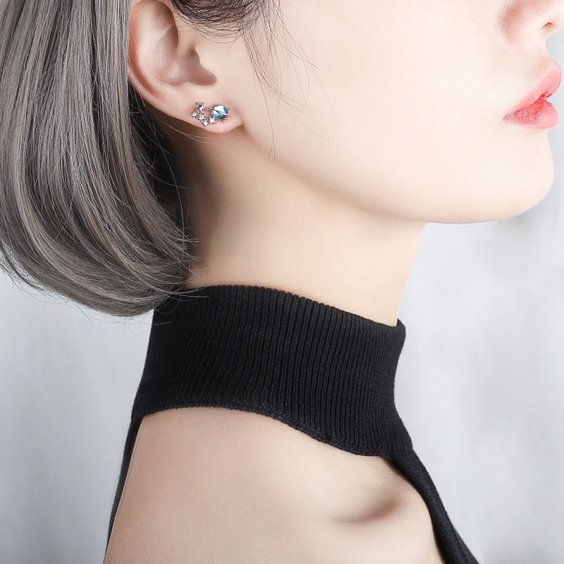 Set Perhiasan Kalung Gelang Anting Cincin Aksen Berlian Gaya Korea Untuk Wanita