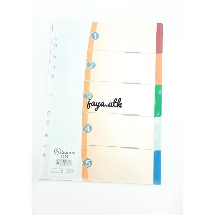 

Ready Stock] Pembatas Index Divider Plastik Folio F4 Bambi 2505 Ordner Odner 5Warna