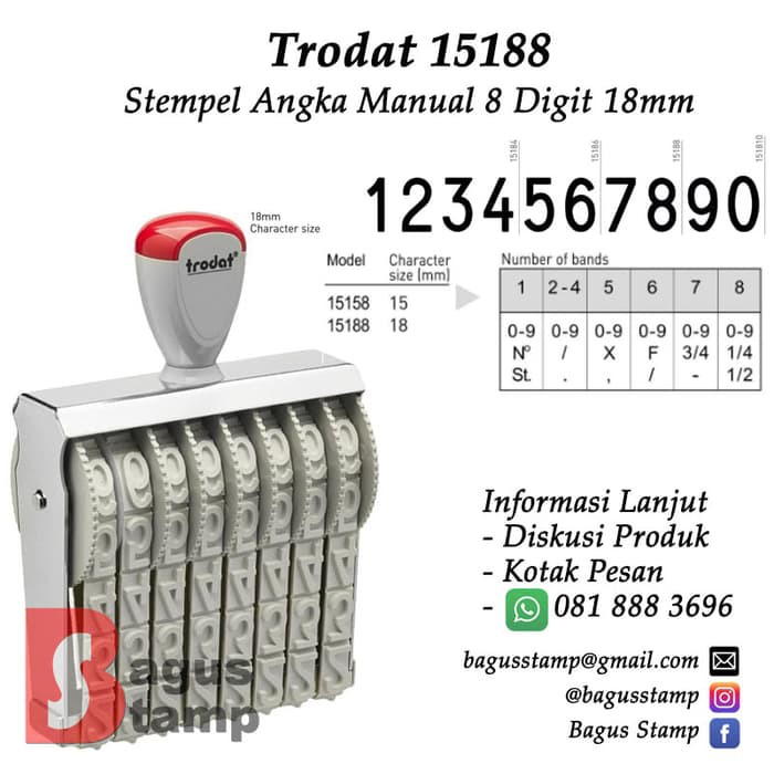 

Stempel Manual Angka 8 Digit 18mm Trodat 15188