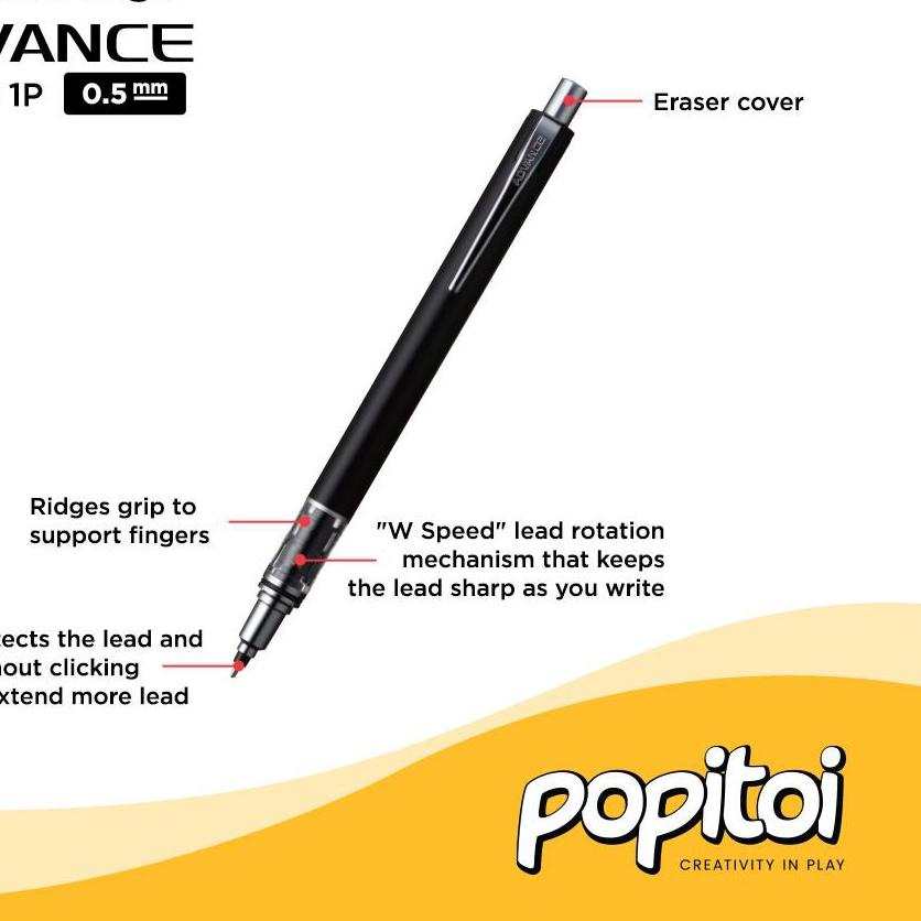 

Paling Laris|SQ38|UNI Kuru Toga Advance Mechanical Pencil 0.3 0.5 0.7 mm Kurutoga pensil mekanik cetek