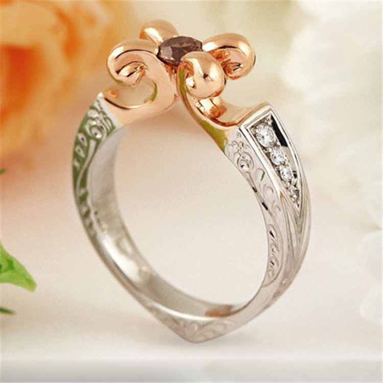 Cincin Bahan Sterling Silver 925 Warna Rose Gold Untuk Wanita Ccc8