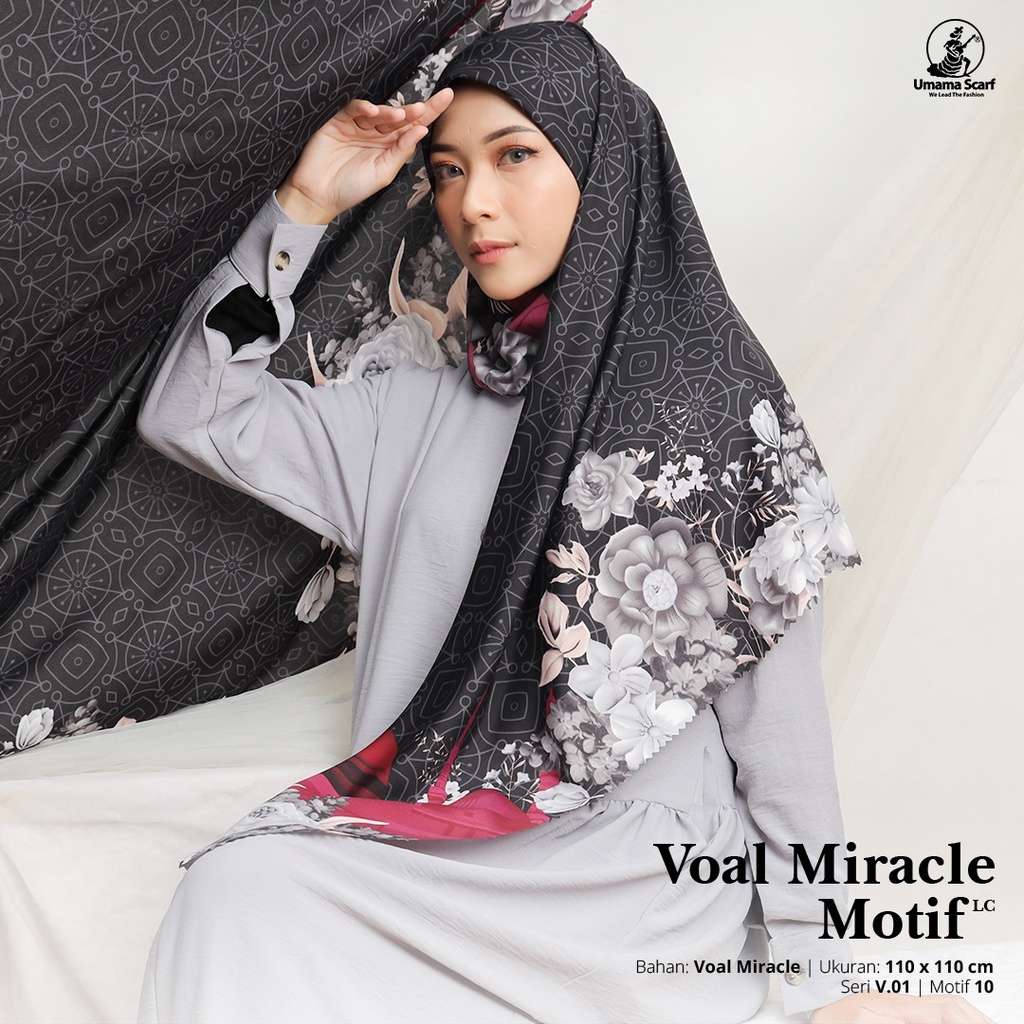 HIJAB SEGIEMPAT VOAL PREMIUM VOAL MOTIF UMAMA VOAL MIRACLE LASER CUT JILBAB MOTIF SERAGAM LC