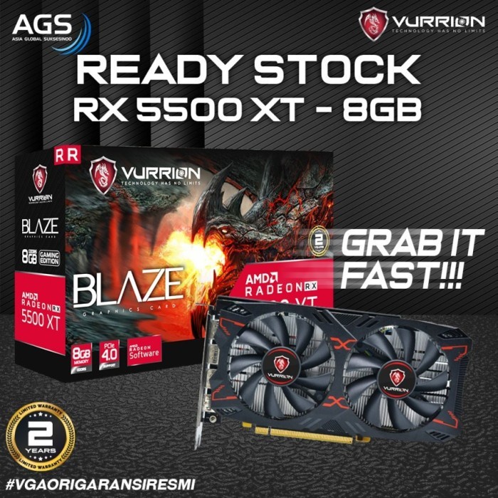 VURRION AMD Radeon RX 5500 XT / 5500XT BLAZE 8GB GDDR6 128BIT DUAL FAN