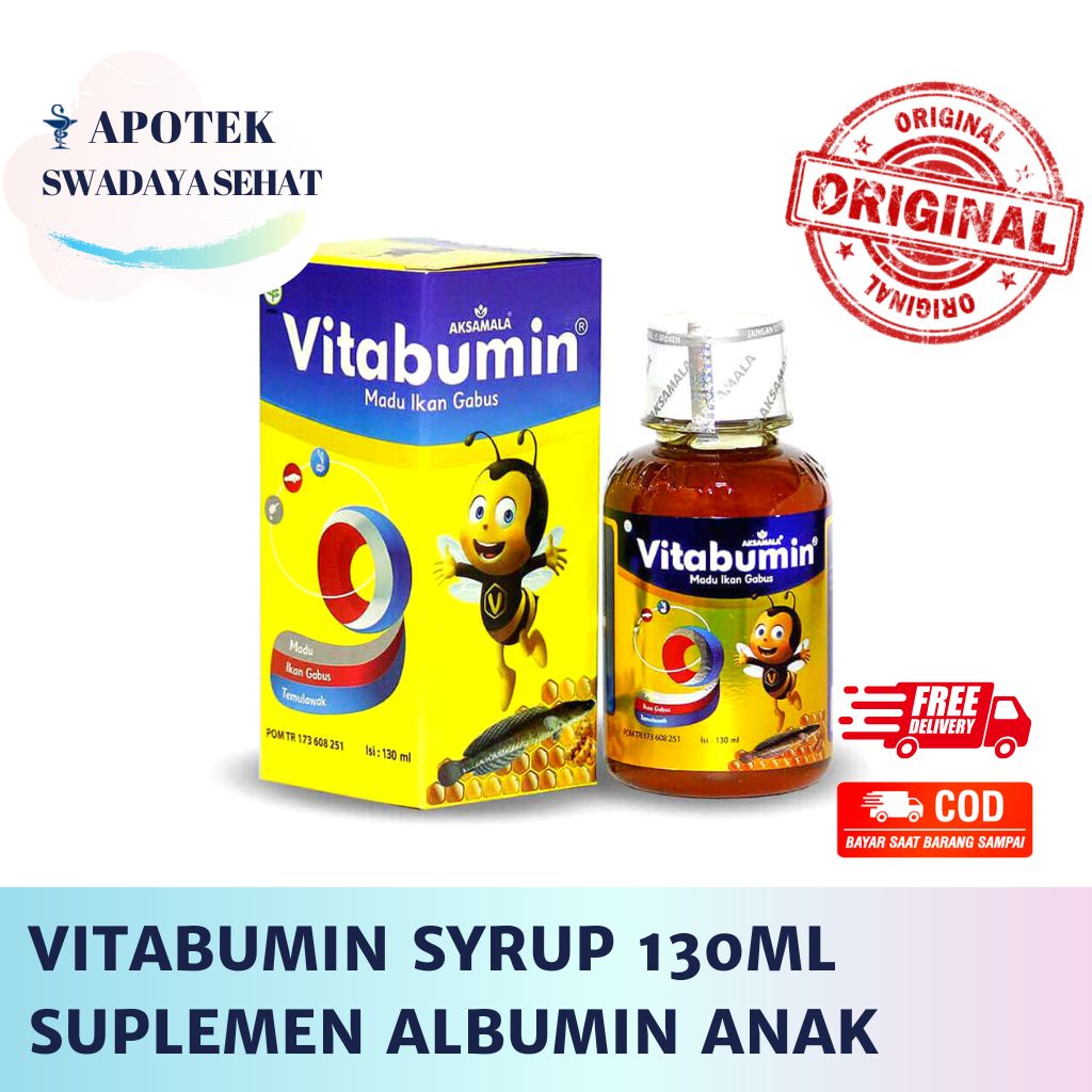 VITABUMIN SYRUP 130ML Botol - Suplemen Albumin Nafsu Makan Berat Badan Daya Tahan Anak Vitamin