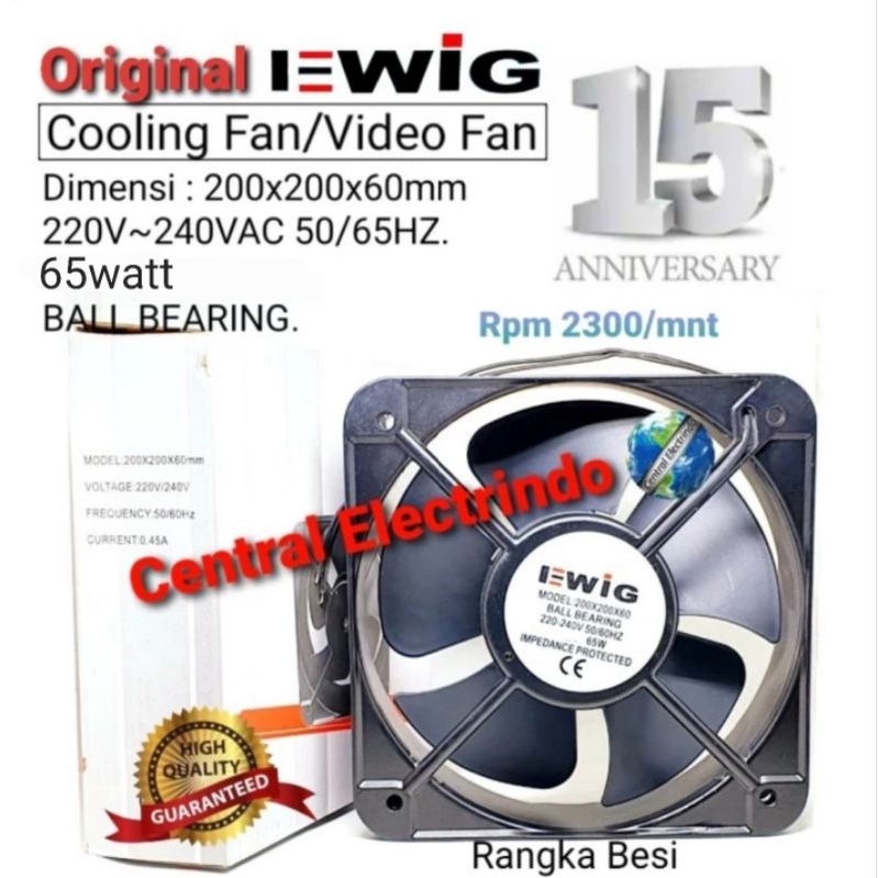 Cooling Fan Video Fan 200x200x60mm Ball Bearing EWIG.