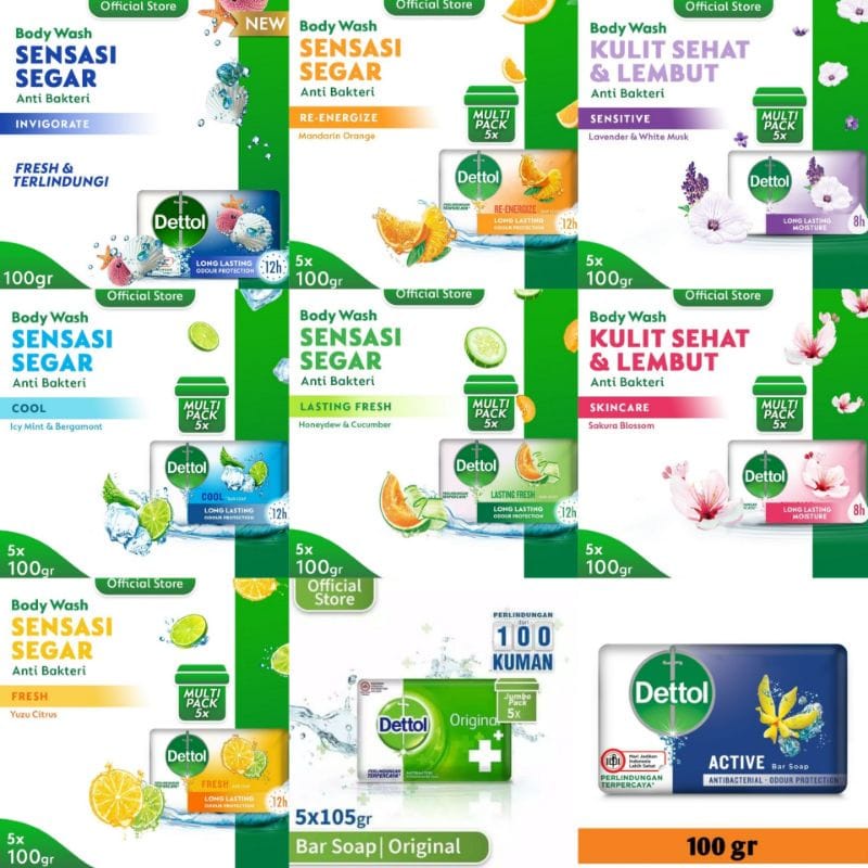 DETTOL SABUN BATANGAN MANDI BODY SOAP 100GR DAN 60GR KOSMETIK