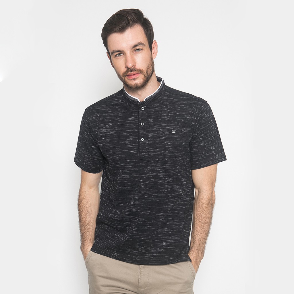 LGS - Kaos Casual - Kaos Pria - Kaos Kerah - Kaos Hitam - Regular Fit - CTS.221.M2929.02.C