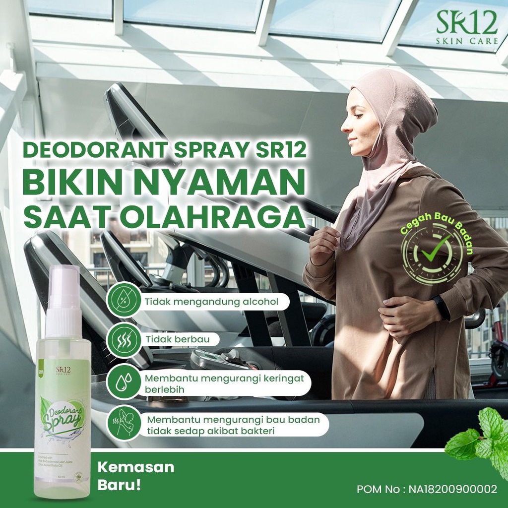 [ Paket Isi 2 ] DEODORANT SPRAY SR12 60ml 2pcs Non Alkohol Mencerahkan Ketiak Menghilangkan Bau Ketiak Bau Badan