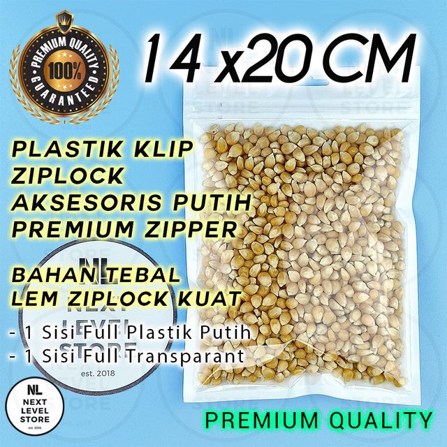 Plastik Klip Aksesoris 14x20 cm Ziplock Putih White Zipper Premium