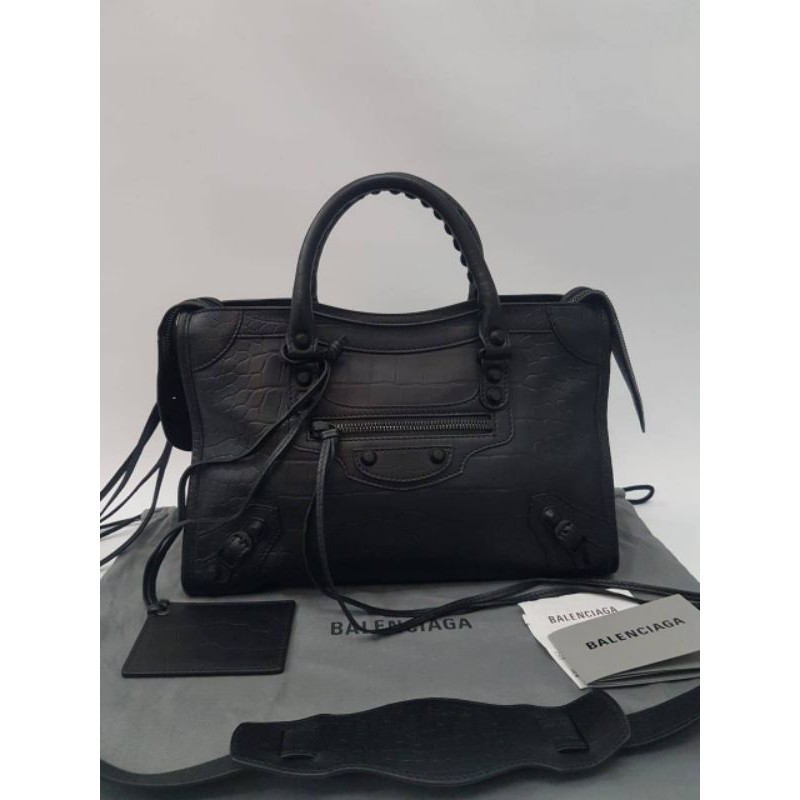 BALENCIAGA city croco all black with rec store balen Small city