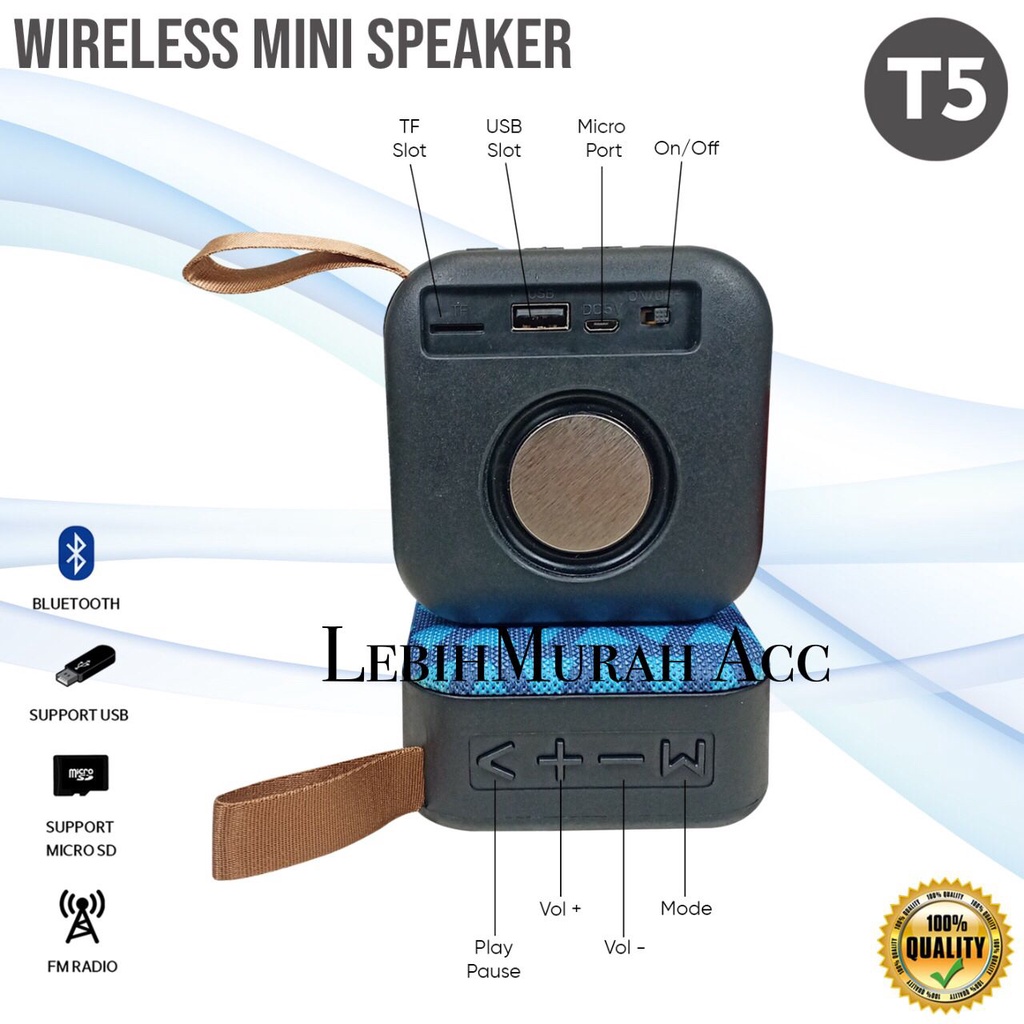 MINI Speaker Bluetooth JBL T5 Wireless Portable T5A  Speaker Aktif Belakang Subwofer