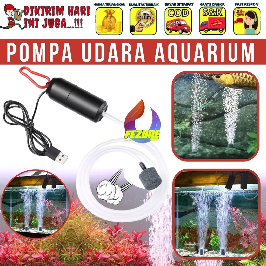 Airpump Aerator ACDC Portable AC DC Pompa Udara Gelembung Air Aquarium FEZONE