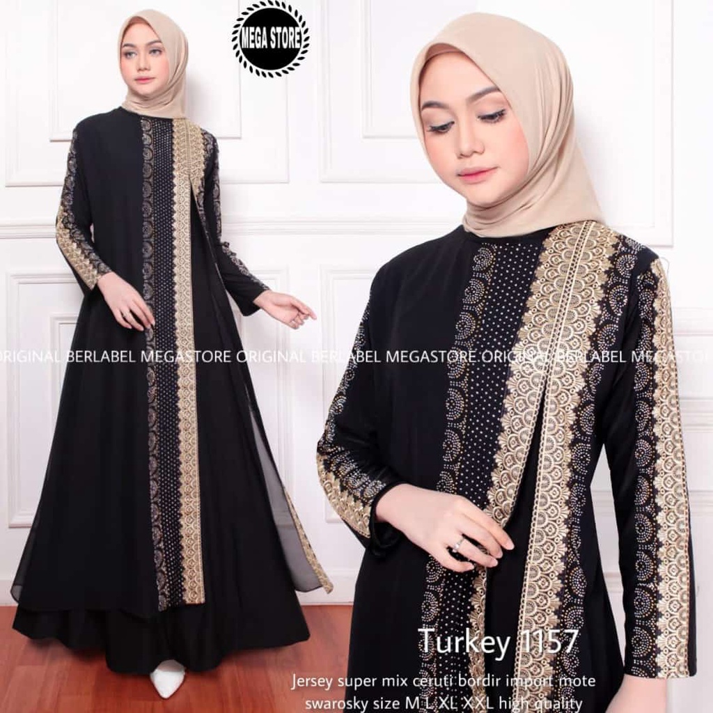 ABAYA TURKEY // YNR // ABAYA TERBARU // ABAYA MODERN // ABAYA HITAM //  BELAH SAMPING01