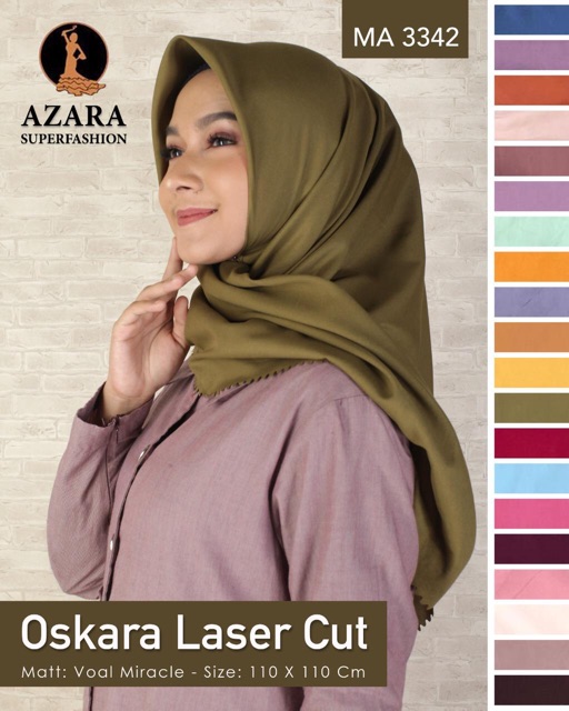 Grosir Hijab Azara Scarf Oskara Lc Murah Jilbab Segi Empat Voal Polos Laser Cut Segi 4 Termurah-2