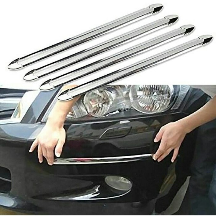 Set 4Pcs Pelindung Sudut Mobil Sisi Bumper Guard Protector Silver Chrome