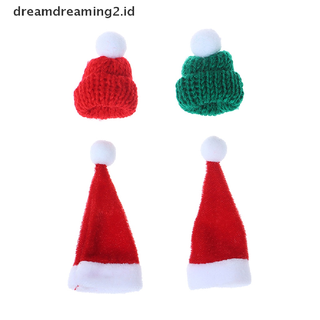 (LIKE) 2pcs Topi + Syal Mini Untuk Dekorasi Natal Boneka