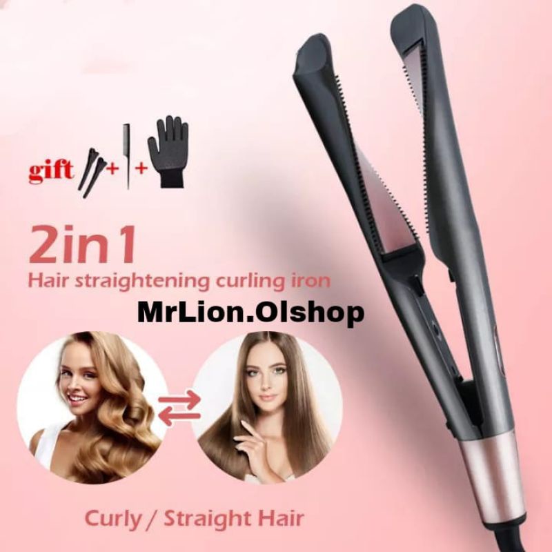 Catok Pelurus Dan Pengriting Rambut/Catokan 2 in 1 straight and Curl 40 Watt