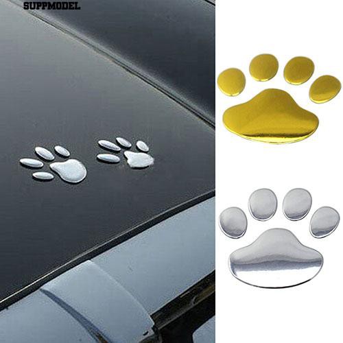 ⏲3D Mobil Perak / Emas ST Jendela Tubuh Decal Sticker Beruang Kucing Kaki Anjing Kaki Cetakan