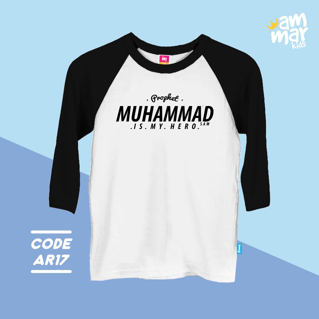 Baju Kaos Anak Katun Muslim Karakter Kartun Islam Laki Laki Raglan