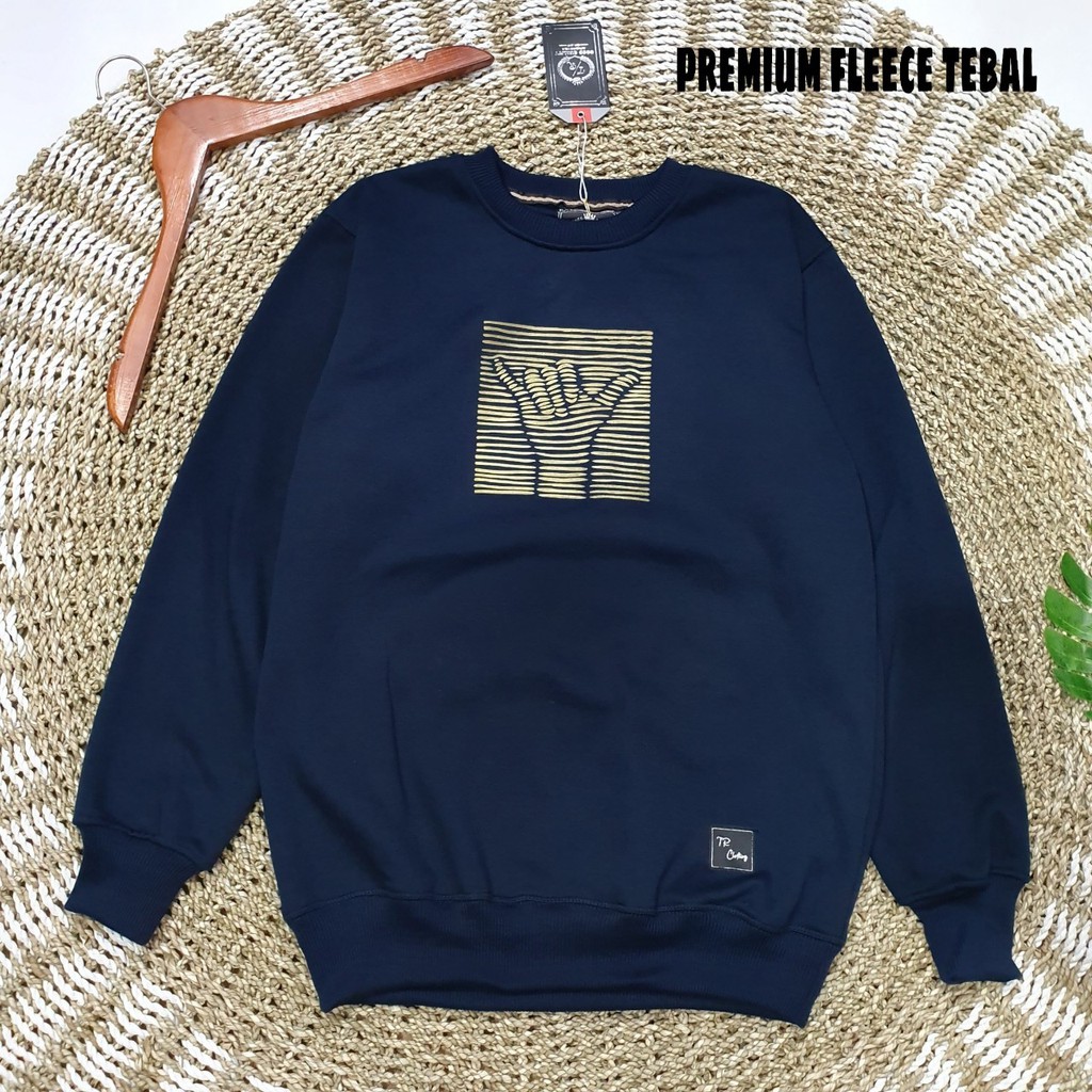 Sweater Oblong Cowok Navy Crewneck Pria Original Biru Dongker Sablon Distro Cowo Brand Lokal Bandung