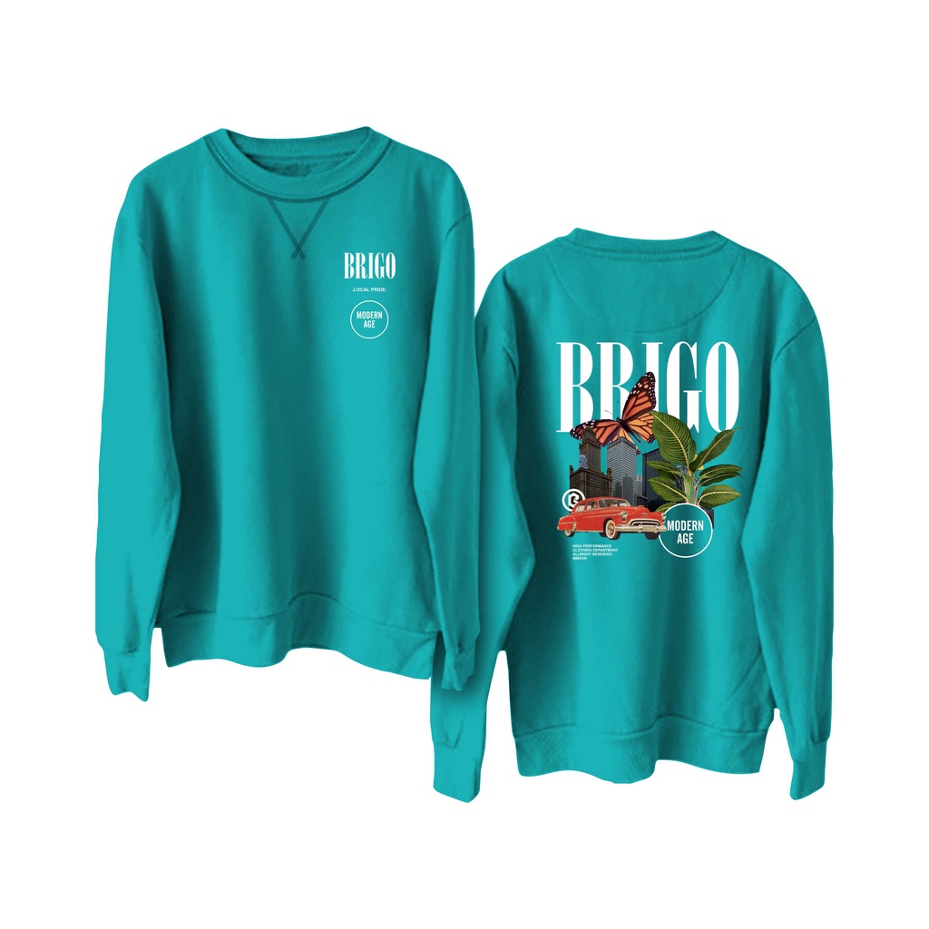 BRIGO Basic Sweatshirt  Modern age II Sweater Crewneck BRIGO Modern age  Sablon DTF Fleece Cotton II SIZE M-XXL (Pria &amp; Wanita) Free stiker&amp;Gantungan Kunci