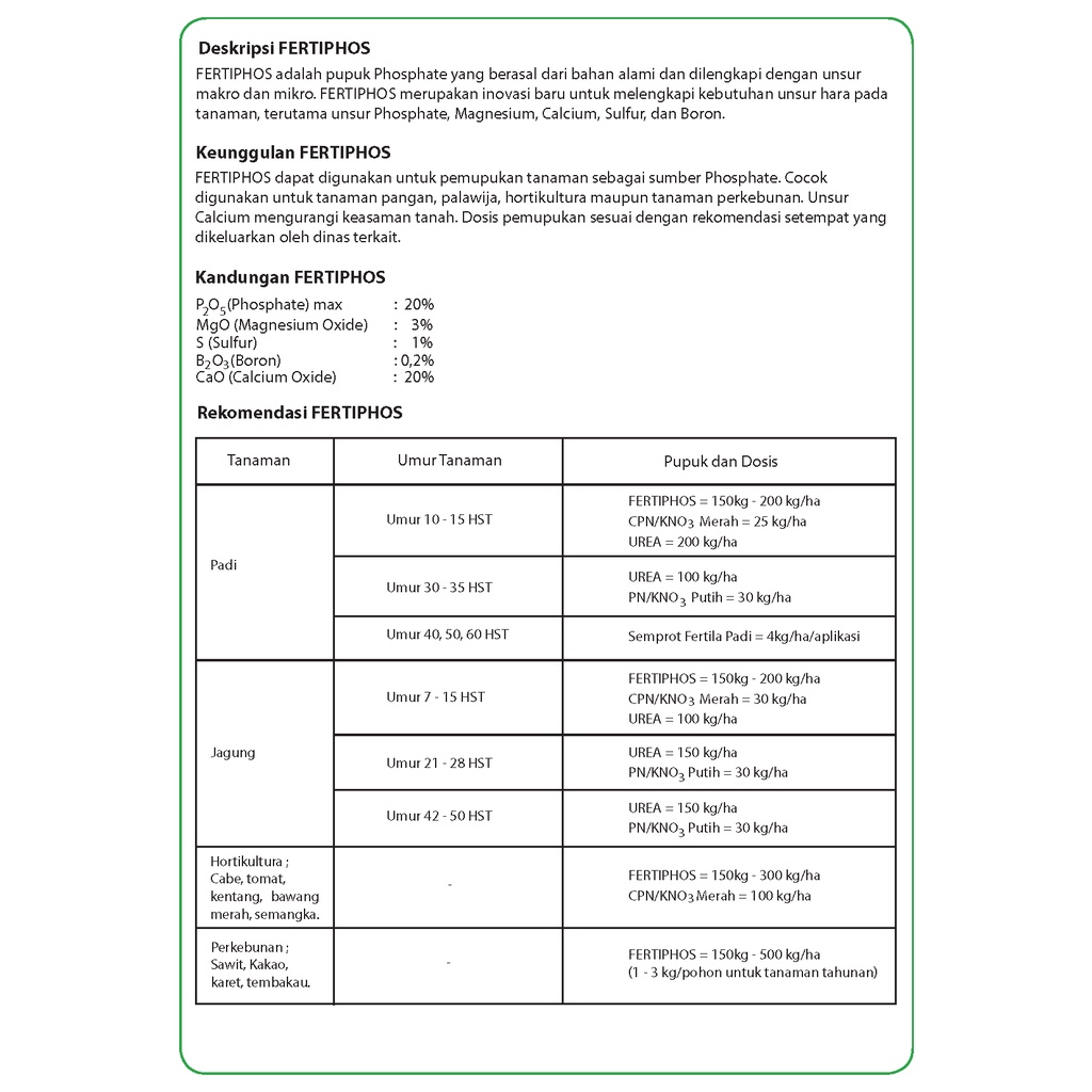 Pupuk Phosphate SP Fertiphos TSP Hitam Pak Tani 50kg
