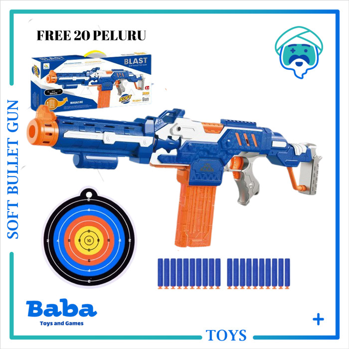 Mainan Anak Tembakan Otomatis SUPER GUN RIFFLE M16 Original NOT NERF