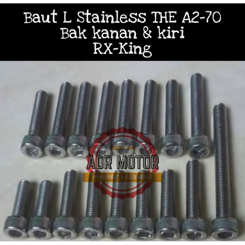Baut L Stainless cover bak mesin full set kanan kiri RX king