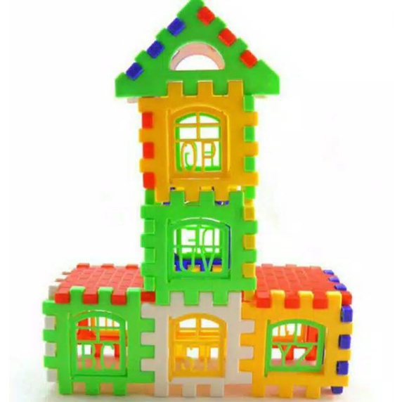 Mainan Anak Edukasi Blok rumah Puzzle rumah funny block JM 8211 Plastik  SNI New Edition