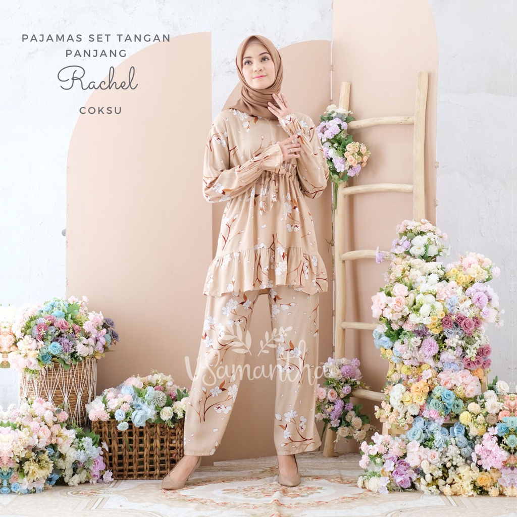 vSamantha - Pajamas Set / Piyama Set Muslim Rayon Rempel Busui Friendly - Tangan Panjang-5