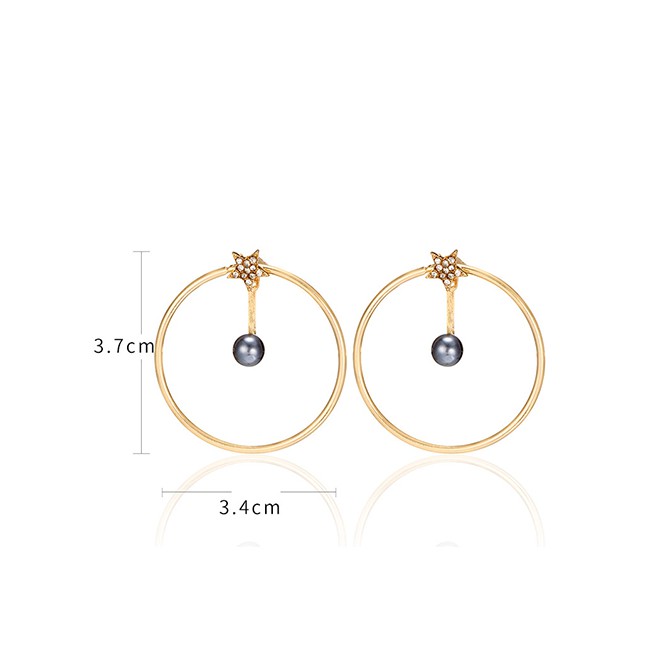 LRC Anting Tusuk Fashion Gold Star Ball Earrings F48021