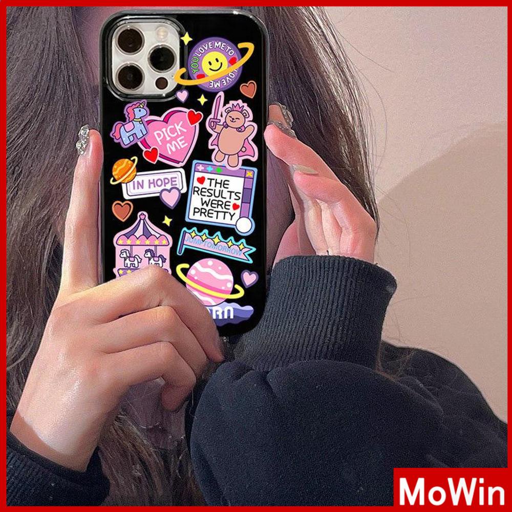 iPhone Case Silicone Soft Case Black TPU Glossy Big Hole Camera Protection Shockproof Cute Cartoon For iPhone 13 Pro Max iPhone 12 Pro Max iPhone 11 Pro Max iPhone 7Plus iPhone x xr