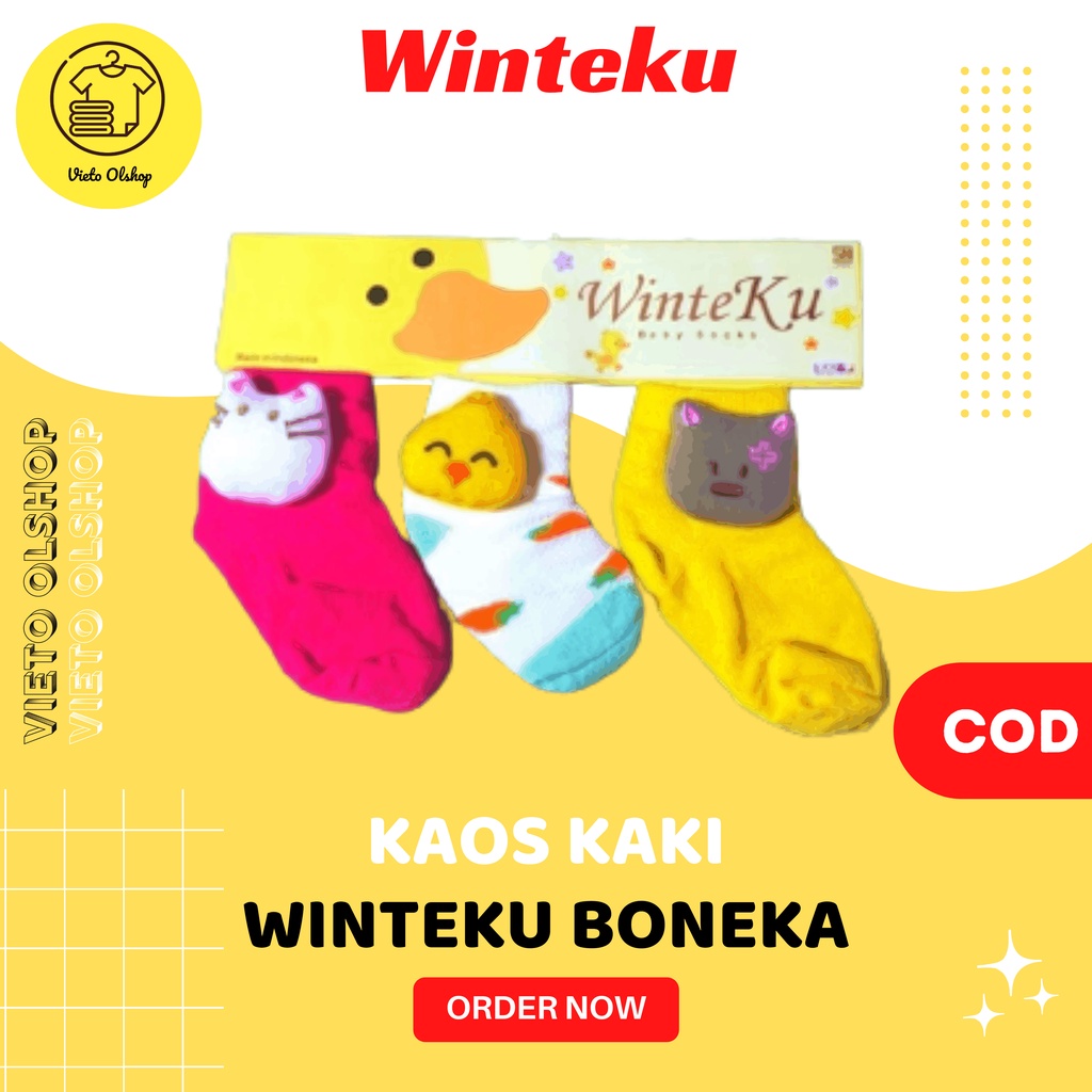 Kaos Kaki Anak Bayi Winteku Perempuan Laki-Laki Boneka 3D Kaos Kaki Bayi Newborn Cewek Cowok Motif W