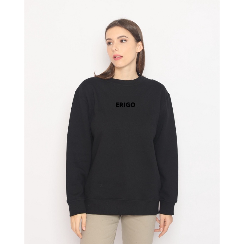 Sweater Crewneck Pria Wanita Sablon Logo Teks Premium