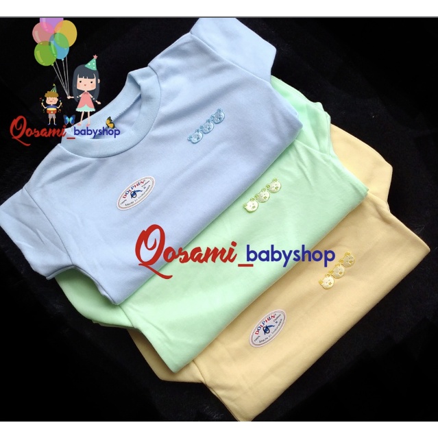 DOLPHIN 3 pcs Kaos Oblong Pendek Bayi Polos Uk M, L, XL SNI