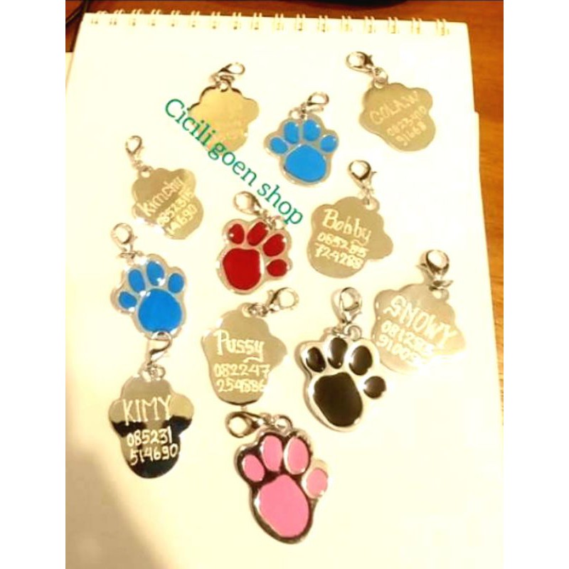 Liontin jejak kaki tulang Plus Simple grafir anti karat kalung anjing kucing kelinci musang name tag