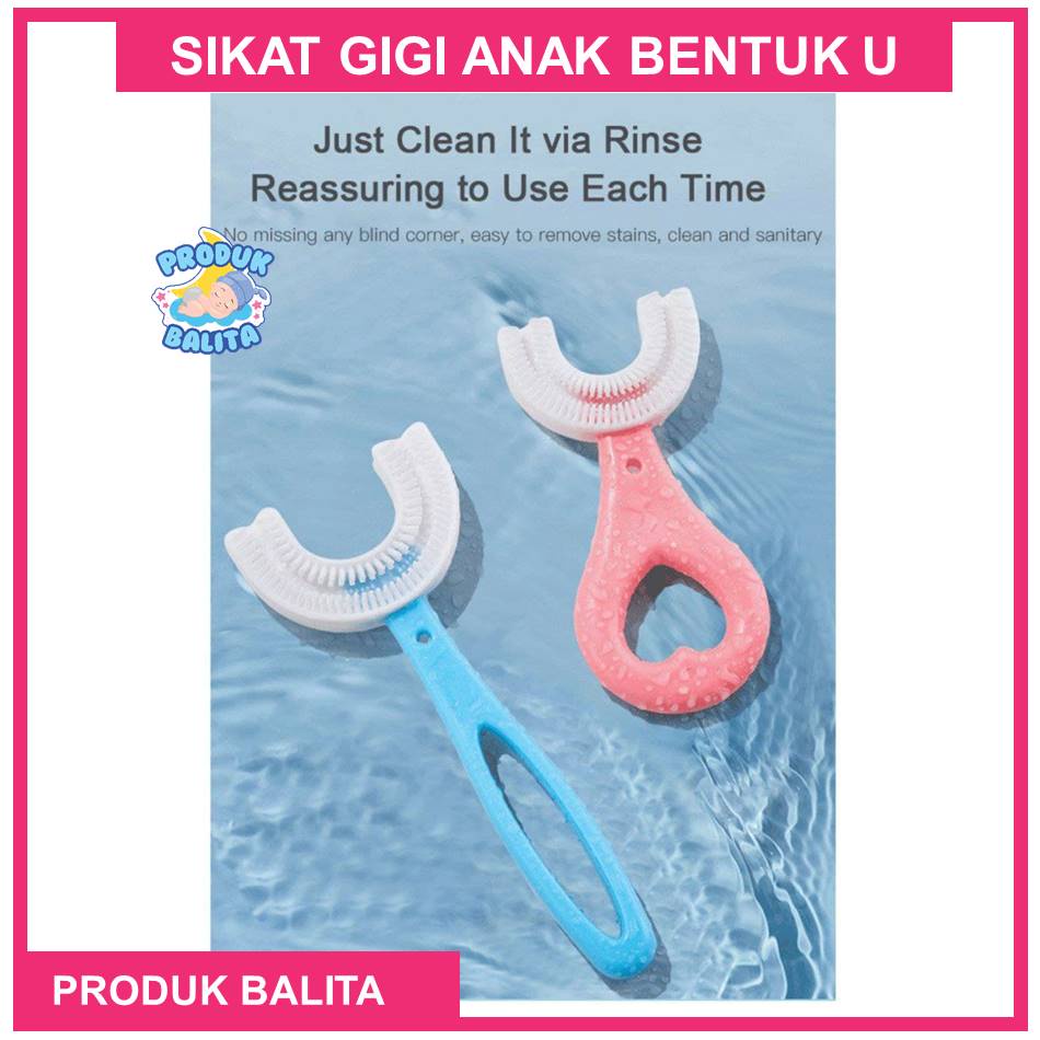 Sikat Gigi Anak Bentuk U Bahan Silikon / Sikat Gigi Anak Balita Bentuk U U-Shaped Fitting Toothbrush for Child