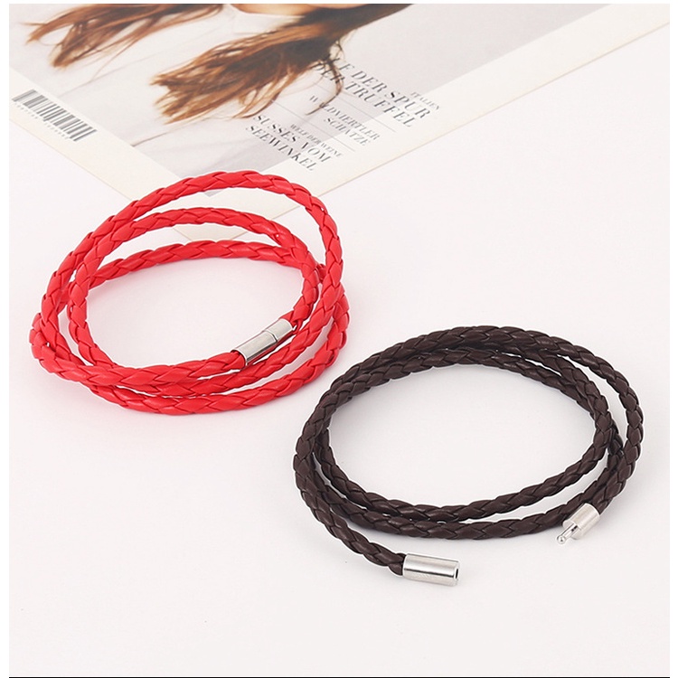 Gelang Korea Multi-layer Jalinan Twist Bracelet Tali Kulit Gelang -PD