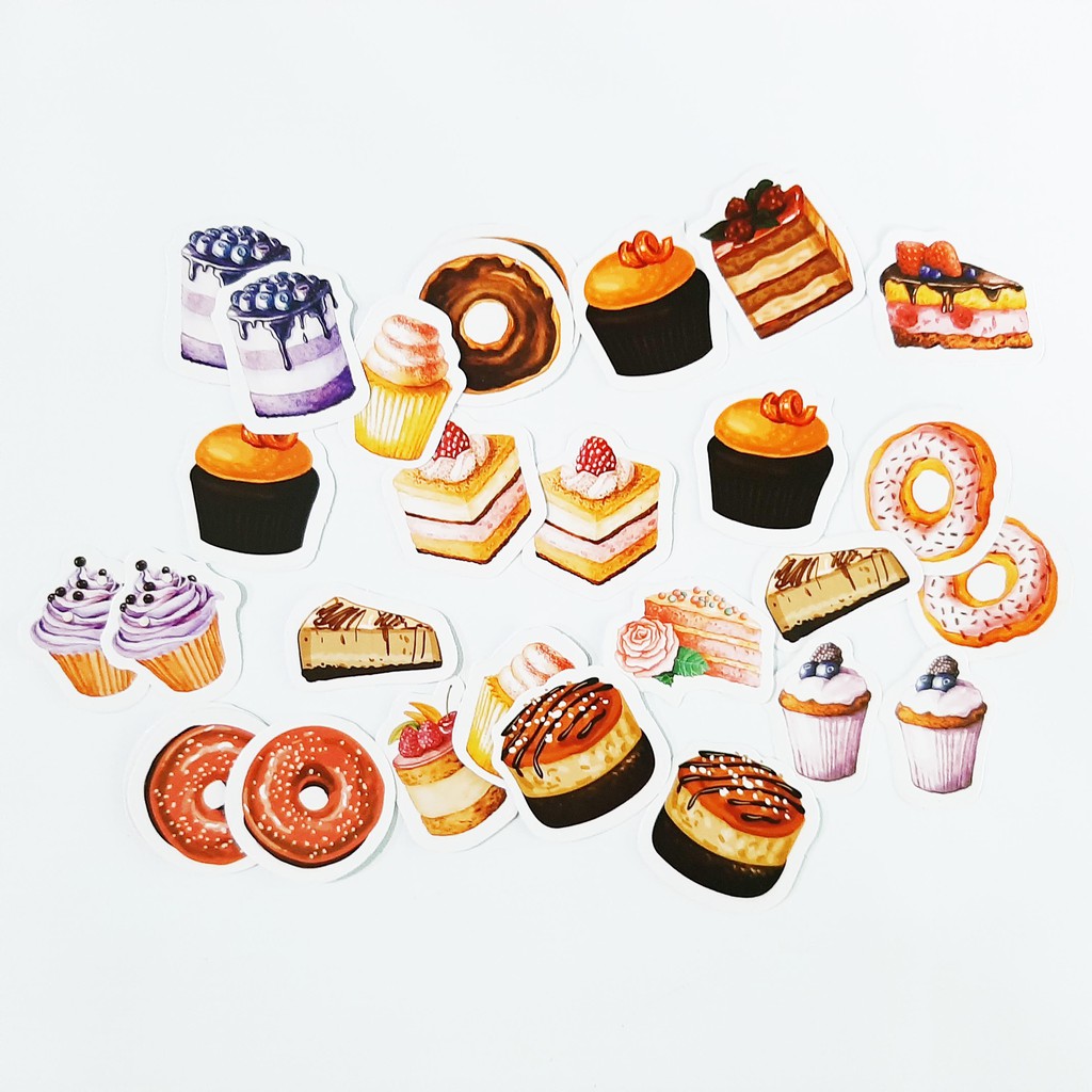 

46pcs Stiker Lucu Aesthetic Tema Cupcake Kue untuk Jurnal / Scrapbook / Diary