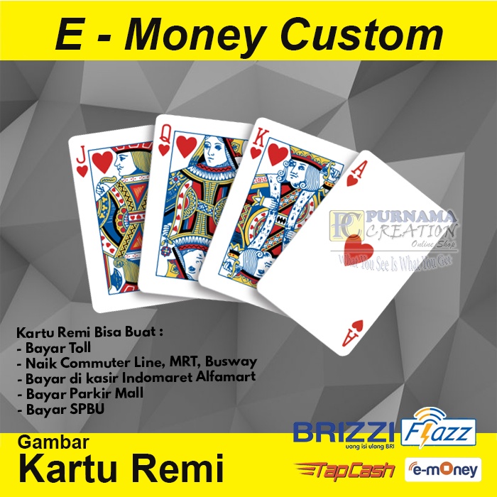 Kartu Emoney E-Money E-toll Etoll Custom Gambar Kartu Remi