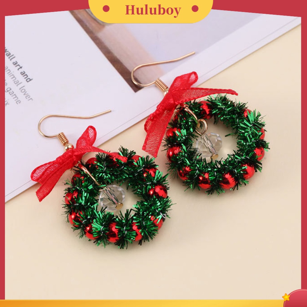 Hu Hu Hu Hu Hu Alat Bantu Pasang Kacamata♡ Anting Juntai Desain Pohon Natal Aksen Bola Kristal Tiruan Warna-Warni Untuk Wanita